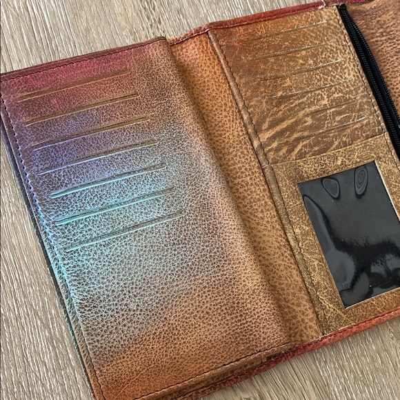 Anuschka Hand Painted Artistic Butterfly & Flowers Wallet - Picture 3 of 9